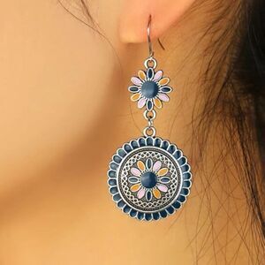 5 for $25 Blue and Pink Flower Sun Dangle Earrings
